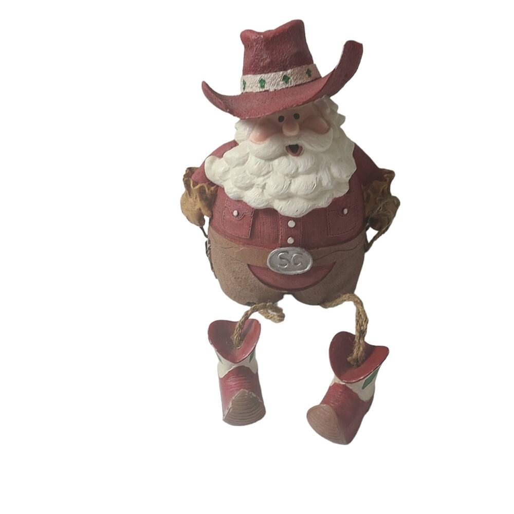 Santa Claus Ceramic Christmas County Cowboy With Cowboy Hat and Boots